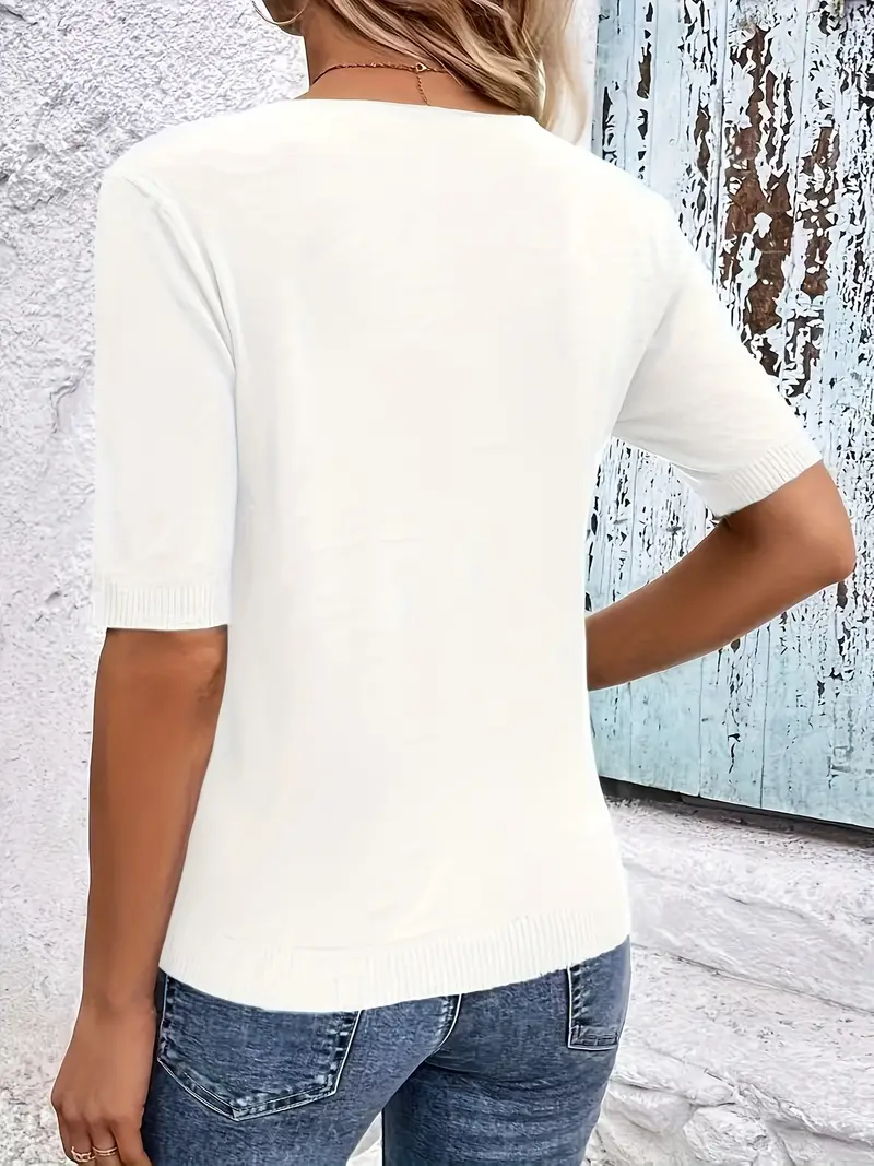 Yuvarlak Yaka Örme Slim Fit Beyaz T-Shirt