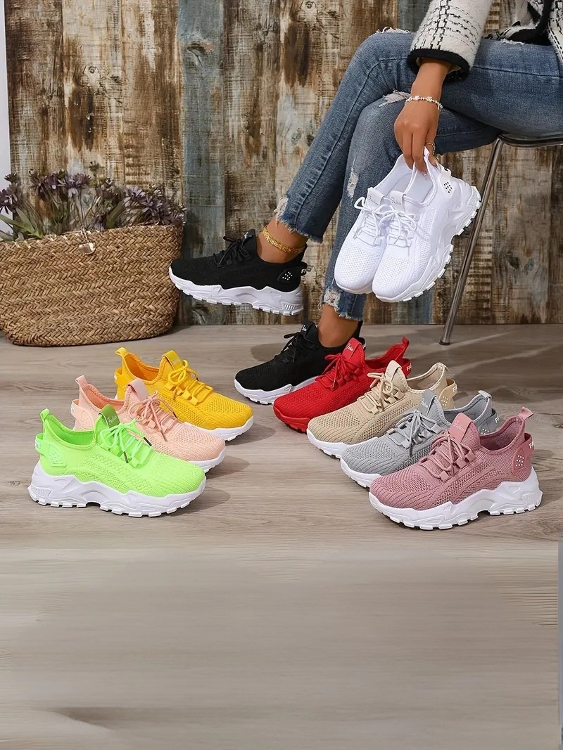 Bağcıklı Rahat Günlük Kullanım İçin Spor Tarz Kırmızı Kadın Ayakkabı