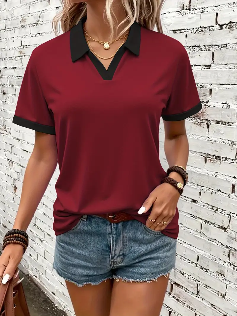 Polo Yaka Dokuma Slim Fit Kırmızı T-Shirt