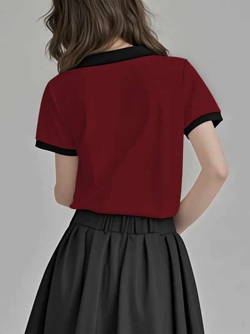 Polo Yaka Dokuma Slim Fit Kırmızı T-Shirt