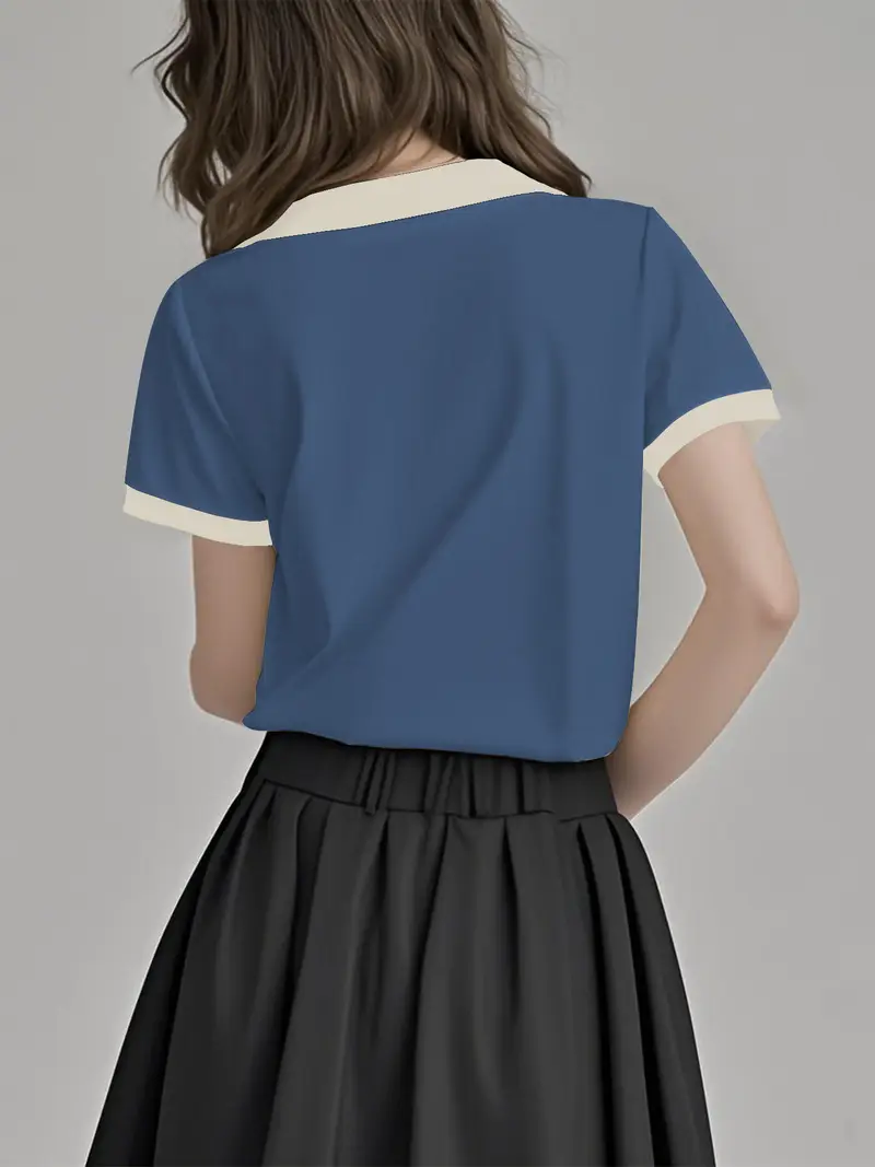 Polo Yaka Dokuma Slim Fit Mavi T-Shirt