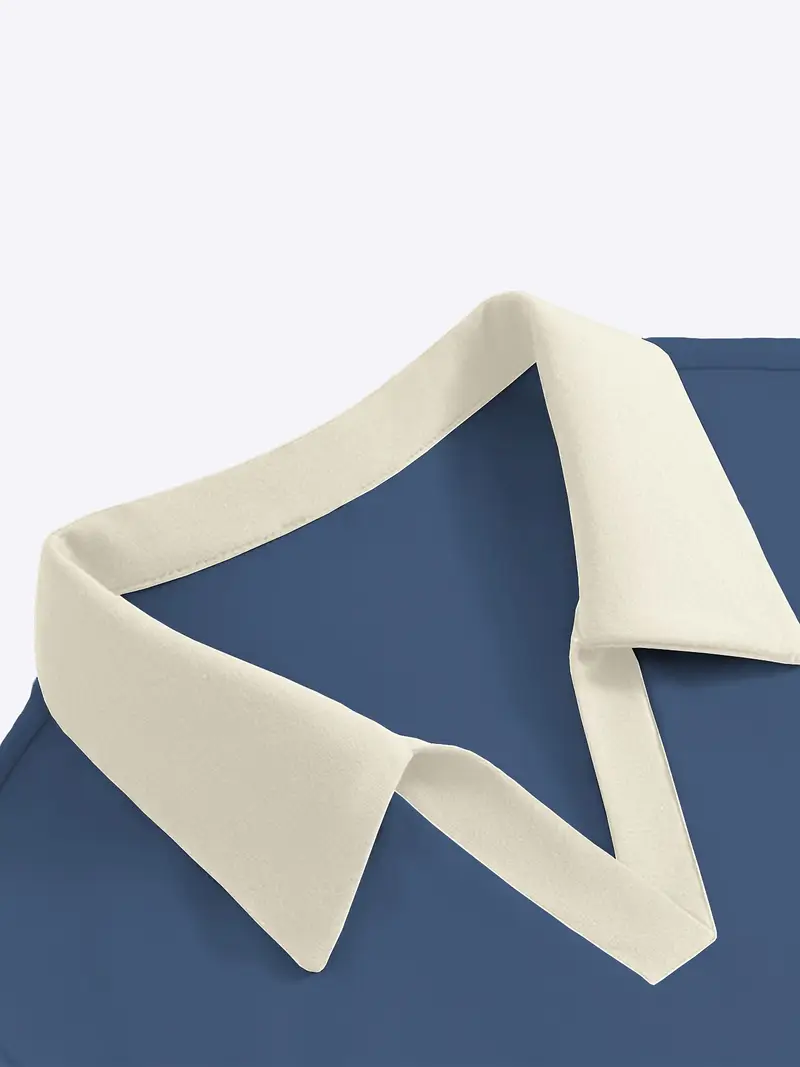 Polo Yaka Dokuma Slim Fit Mavi T-Shirt