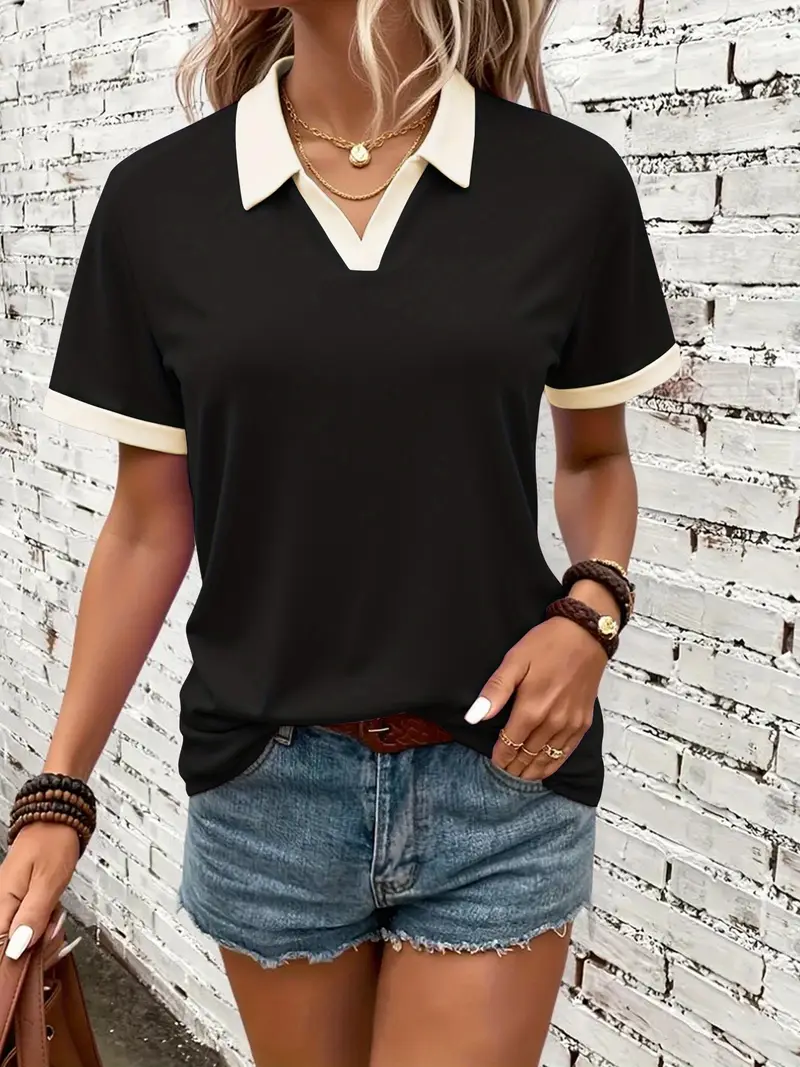 Polo Yaka Dokuma Slim Fit Siyah T-Shirt
