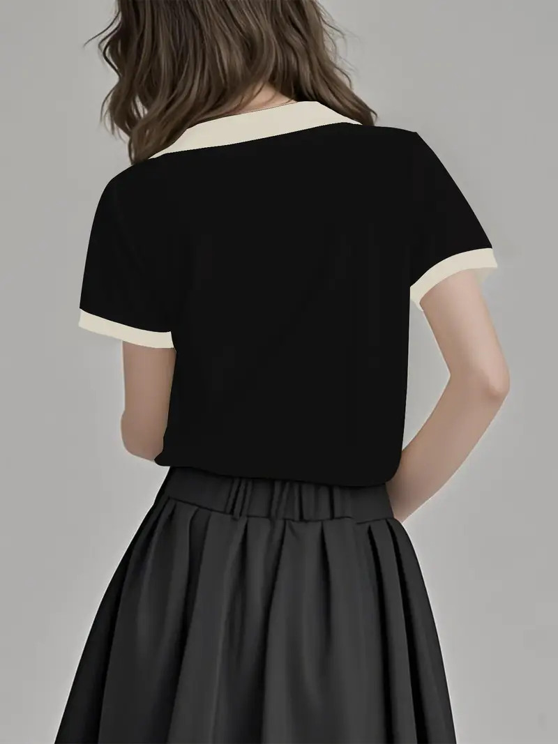 Polo Yaka Dokuma Slim Fit Siyah T-Shirt