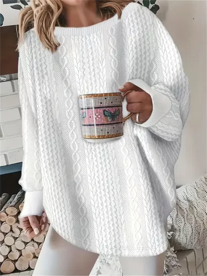 Fit Jakarlı Uzun Kollu Polyester Örgü Omuz ve Başlık Detaylı Kadın Sweatshirt