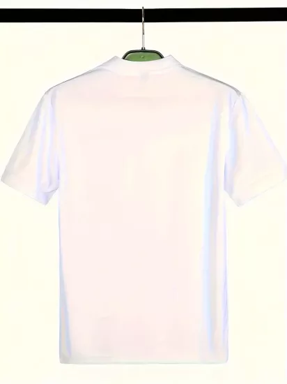 Düğme Detaylı Hafif Nefes Alabilir Yaka Gömlek Düz Renkli Günlük Spor Üstü Kısa Kollu Erkek Tişört