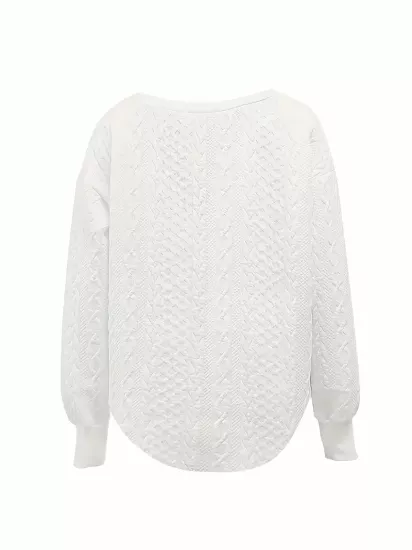 Fit Jakarlı Uzun Kollu Polyester Örgü Omuz ve Başlık Detaylı Kadın Sweatshirt