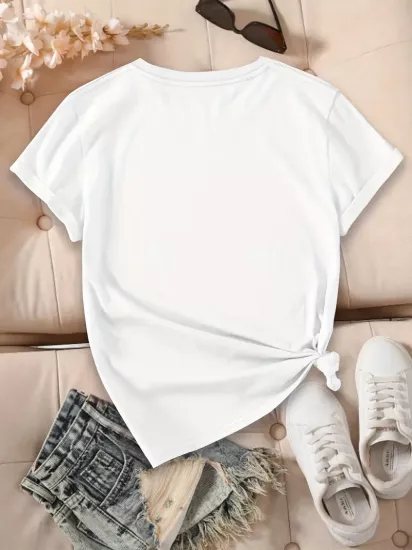 Yuvarlak Yaka Dokuma Slim Fit Beyaz T-Shirt