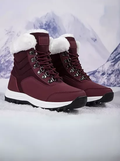 Yüksek Taban Yuvarlak Burun Kaymaz Rahat ve Şık Bordo Kadın Bot