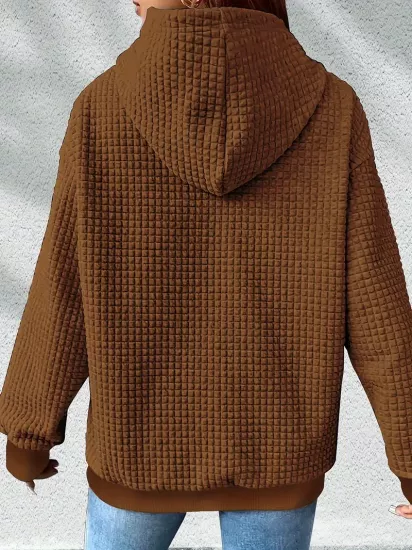 Karikatür Kedi Baskılı Kapşonlu Geniş Kesim Rahat Sonbahar ve İlkbahar İçin Uzun Kollu Üst Kadın Sweatshirt