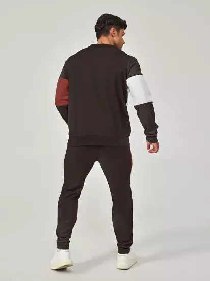 Günlük Bisiklet Yaka Sweatshirt & Jogger Takımı Renk Bloklu, Polyester Karışımı, Makinede Yıkanabilir - İlkbahar/Sonbahar için Mükemmel