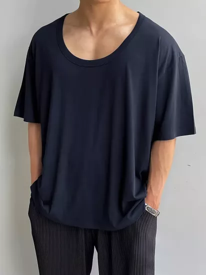 Nefes Alabilen Yuvarlak Yaka Eğlenceli Şık Yazlık Rahat Buzlu Dokulu Bol Kesim Kısa Kollu Erkek Tişört