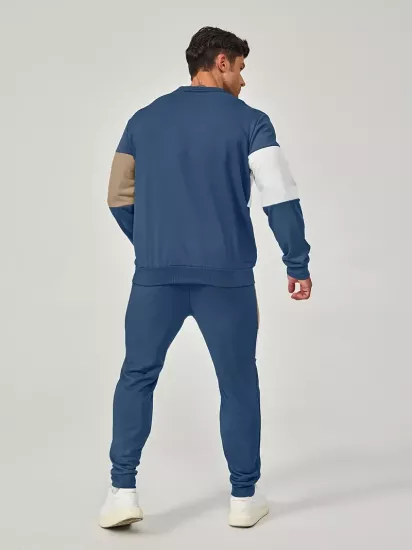 Günlük Bisiklet Yaka Sweatshirt & Jogger Takımı Renk Bloklu, Polyester Karışımı, Makinede Yıkanabilir - İlkbahar/Sonbahar için Mükemmel