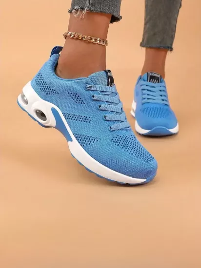 Nefes Alabilen Rahat ve Şık Hafif Kaymaz Bağcıklı Baskı Tabanlı Şık Kadın Koşu Ayakkabısı