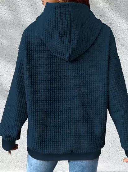 Karikatür Kedi Baskılı Kapşonlu Geniş Kesim Rahat Sonbahar ve İlkbahar İçin Uzun Kollu Üst Kadın Sweatshirt