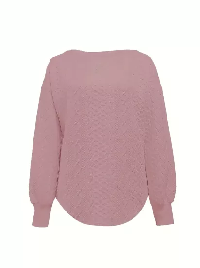 Fit Jakarlı Uzun Kollu Polyester Örgü Omuz ve Başlık Detaylı Kadın Sweatshirt