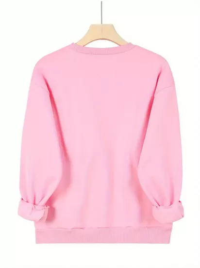 Yeni Çizgi Kadın Yüz Baskılı 100% Polyester Sıcak Astarlı Rahat Örgü Kumaş ile, Bahar ve Sonbahar Modası Kadın Sweatshirt