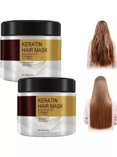 Keratin Saç Maskesi 2’li Paket İpeksi ve Pürüzsüz Saçlar İçin Nemlendirici Onarım Özellikli
