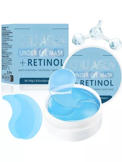 60 adet Kollajen & Retinol Göz Altı Maskeleri Nemlendirici ve Sıkılaştırıcı Hipoalerjenik Çok Fonksiyonlu