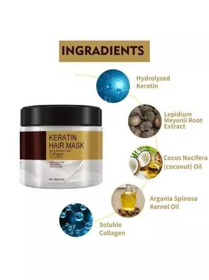 Keratin Saç Maskesi 2’li Paket İpeksi ve Pürüzsüz Saçlar İçin Nemlendirici Onarım Özellikli