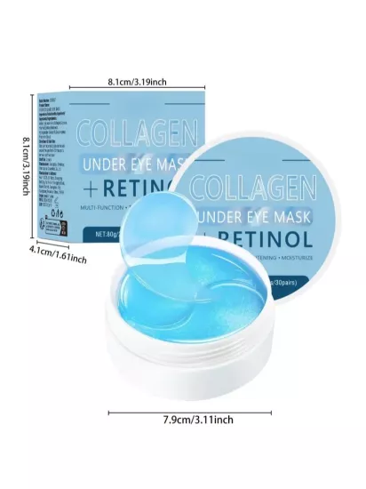 60 adet Kollajen & Retinol Göz Altı Maskeleri Nemlendirici ve Sıkılaştırıcı Hipoalerjenik Çok Fonksiyonlu