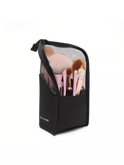 Geniş Kapasiteli Çok Bölmeli ve File Cebi Olan Dayanıklı Polyester Mevsimlik Tasarım Şık Makyaj Çantası