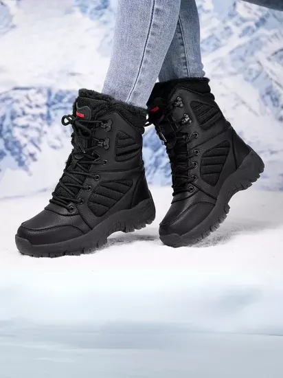 Yüksek Taban Peluş Polar Astarlı Soğuk Havaya Dayanıklı Rahat Kadın Kar Botu