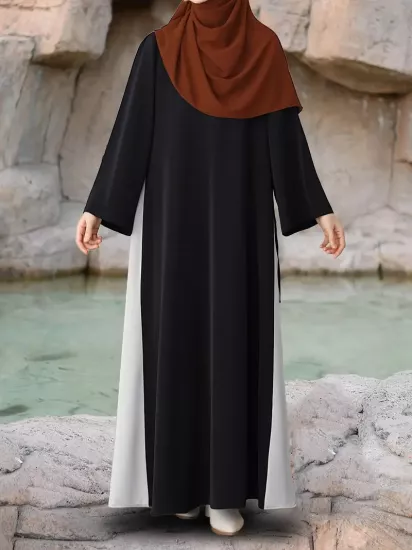 Düz Kesim, Geniş Kollu Siyah Abiye Tesettür Elbise