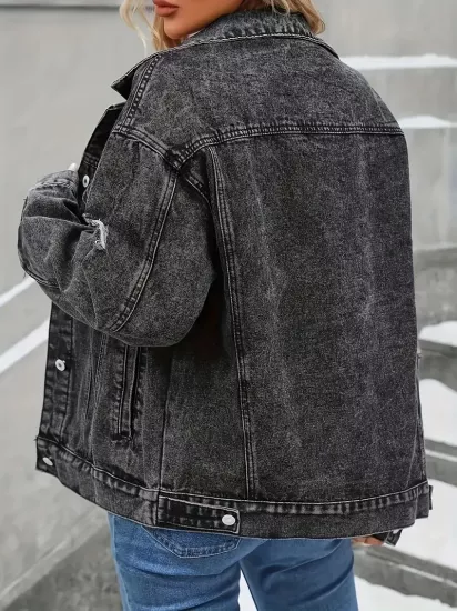 Klasik Şehirli Tarzda Günlük Kullanım İçin Siyah Kadın Jean Ceket