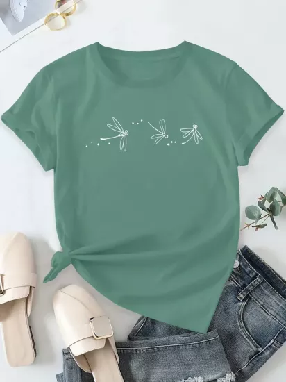 Yuvarlak Yaka Dokuma Slim Fit Yeşil T-Shirt