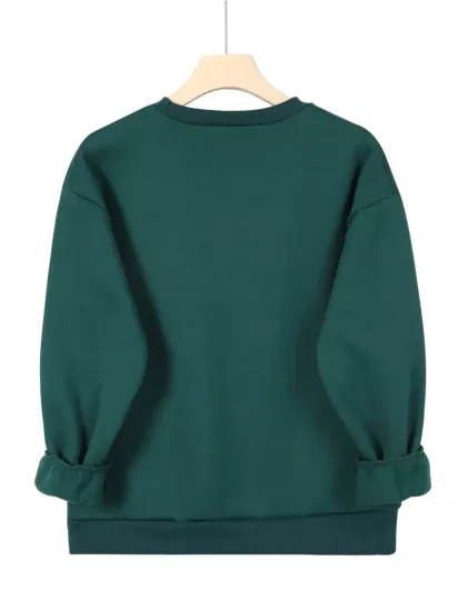 Yeni Çizgi Kadın Yüz Baskılı 100% Polyester Sıcak Astarlı Rahat Örgü Kumaş ile, Bahar ve Sonbahar Modası Kadın Sweatshirt