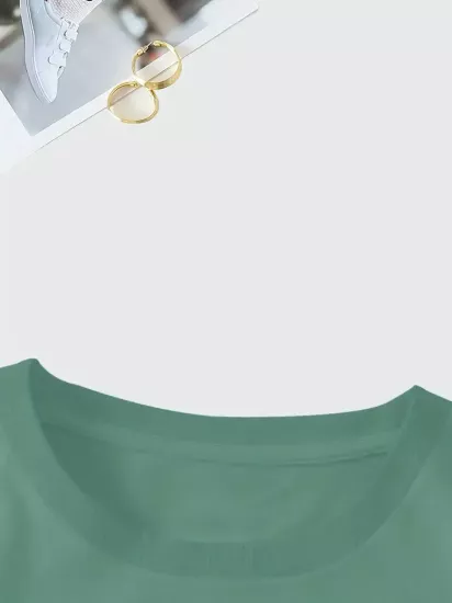 Yuvarlak Yaka Dokuma Slim Fit Yeşil T-Shirt