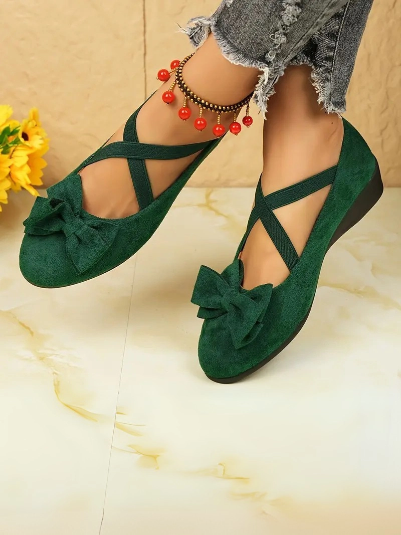 Kaymaz Taban Kurdelalı Kahverengi Kadın Bez Babet Ayakkabı